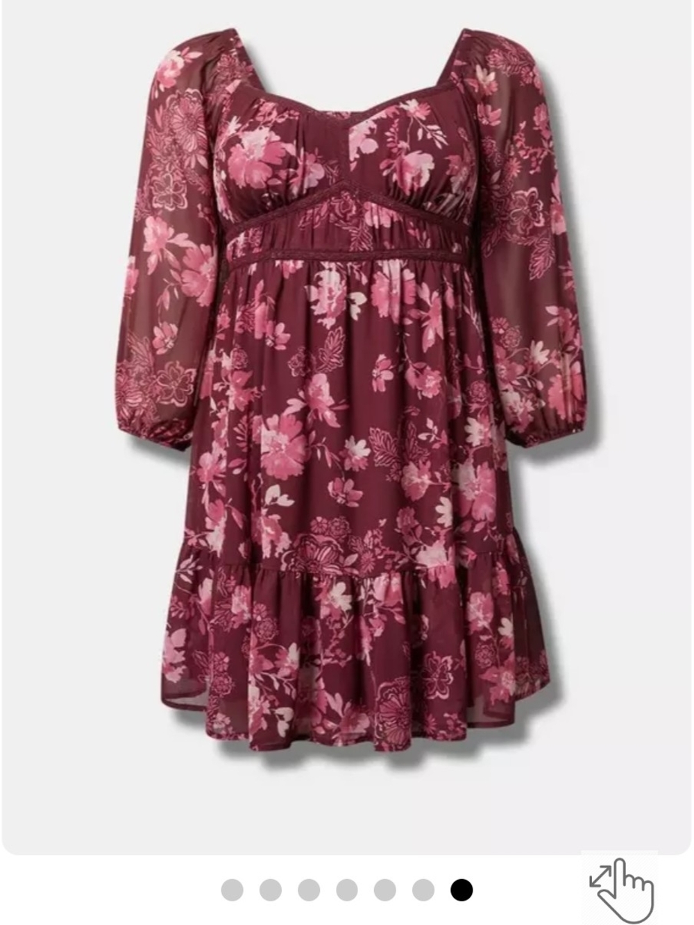 Torrid Whitney Floral Red Plum Mini Dress NWOT